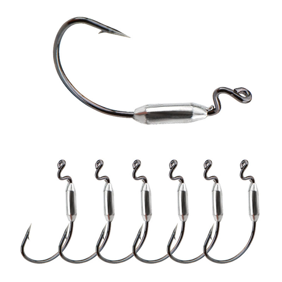 5 قطعة طعم دودة ناعمة 1/0 #    - مراجعة Fishing Hook Offset وسعره